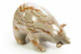 Realistic, Polished Picture Stone Bear with Fish - Arizona #308468-1